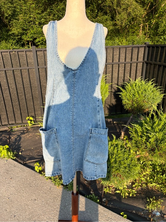 Free People Dresses & Skirts - Free People We The Free High Roller Skirtall Denim Dress Size L. NWOT